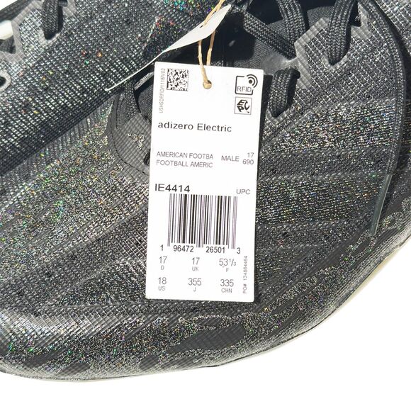 Adidas Adizero Electric Black Football Cleats IE4414 Men’s Size 18 NEW WITH TAGS - Picture 11 of 13